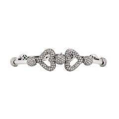 18K White Gold Pav Diamond Heart Bracelet - 4716695