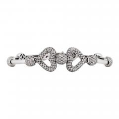 18K White Gold Pav Diamond Heart Bracelet - 4716707