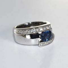 18K White Gold Sapphire Diamond Cocktail Ring 13 2g - 4525897