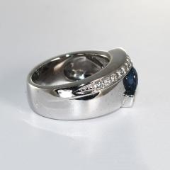 18K White Gold Sapphire Diamond Cocktail Ring 13 2g - 4525898