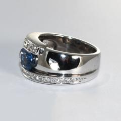 18K White Gold Sapphire Diamond Cocktail Ring 13 2g - 4525901