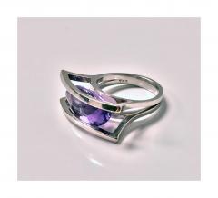 18K White Gold and Amethyst Modernist Abstract Ring 20th Century - 480590