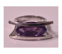 18K White Gold and Amethyst Modernist Abstract Ring 20th Century - 480592