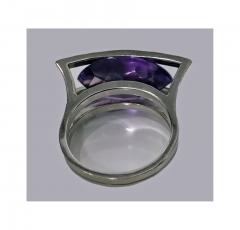 18K White Gold and Amethyst Modernist Abstract Ring 20th Century - 480593