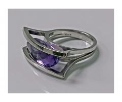 18K White Gold and Amethyst Modernist Abstract Ring 20th Century - 480595