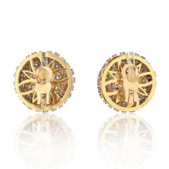 18K YELLOW GOLD 15 CARAT PAVE DIAMOND DOME CLIP ON EARRINGS - 3420809