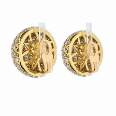 18K YELLOW GOLD 15 CARAT PAVE DIAMOND DOME CLIP ON EARRINGS - 3420811