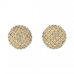 18K YELLOW GOLD 15 CARAT PAVE DIAMOND DOME CLIP ON EARRINGS - 3423443