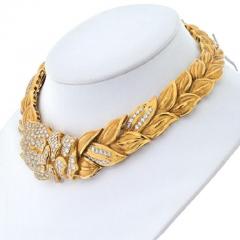 18K YELLOW GOLD 18 00CTS BLOOMING FLOWER DIAMOND COLLAR NECKLACE - 2292104