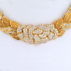 18K YELLOW GOLD 18 00CTS BLOOMING FLOWER DIAMOND COLLAR NECKLACE - 2292105
