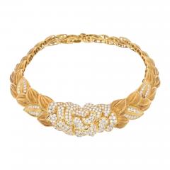 18K YELLOW GOLD 18 00CTS BLOOMING FLOWER DIAMOND COLLAR NECKLACE - 2294826