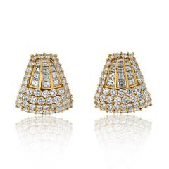 18K YELLOW GOLD 18 00CTTW ROUND AND ASSCHER CUT DIAMOND EARRINGS - 3442171