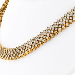 18K YELLOW GOLD 29 CARAT ROUND DIAMOND MULTI ROW CARPET NECKLACE - 3145596