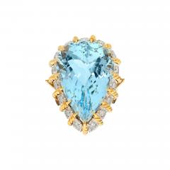 18K YELLOW GOLD 45 CARAT AQUAMARINE AND DIAMOND RING - 2895873