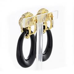 18K YELLOW GOLD BLACK ONYX DOOR KNOCKER EARRINGS - 2914074