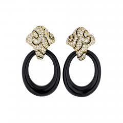 18K YELLOW GOLD BLACK ONYX DOOR KNOCKER EARRINGS - 2920654