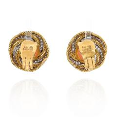 18K YELLOW GOLD CORAL AND DIAMOND SWIRL BOMBE EARRINGS - 2444434