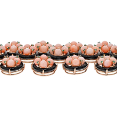 18K YELLOW GOLD CORAL BLACK ENAMEL BRACELET - 2707848