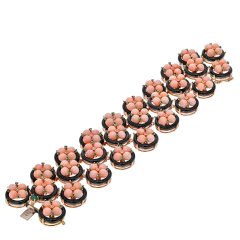 18K YELLOW GOLD CORAL BLACK ENAMEL BRACELET - 2707852