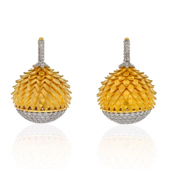 18K YELLOW GOLD DIAMOND ACORN DROP EARRINGS - 2777393