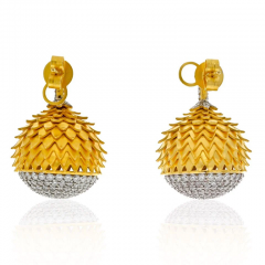 18K YELLOW GOLD DIAMOND ACORN DROP EARRINGS - 2777396