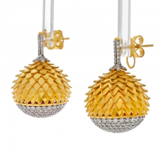 18K YELLOW GOLD DIAMOND ACORN DROP EARRINGS - 2777399