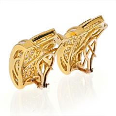 18K YELLOW GOLD ESTATE CLUSTER 14 00CTS BAGUETTE ROUND DIAMOND EARRINGS - 2379292