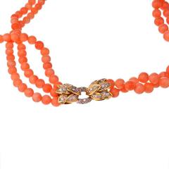 18K YELLOW GOLD ESTATE LION CORAL BEAD NECKLACE - 2294100