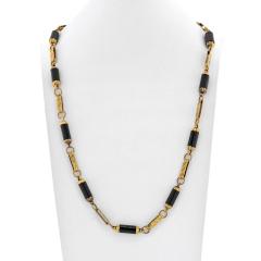 18K YELLOW GOLD ONYX LINK NECKLACE - 2363099