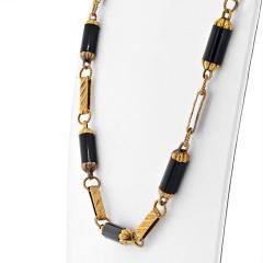 18K YELLOW GOLD ONYX LINK NECKLACE - 2363215