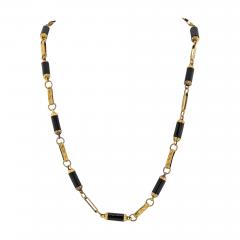 18K YELLOW GOLD ONYX LINK NECKLACE - 2366616