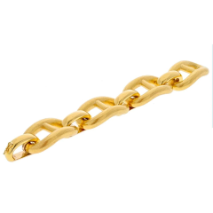 18K YELLOW GOLD OVERSIZED MARINER PUFFED SATIN FINISH LINK BRACELET - 2858230