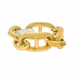 18K YELLOW GOLD OVERSIZED MARINER PUFFED SATIN FINISH LINK BRACELET - 2861792