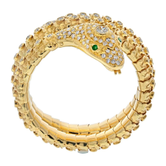 18K YELLOW GOLD SERPENT SNAKE WRAP AROUND DIAMOND BRACELET - 2707860