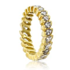 18K Yellow Gold 1 25cttw Marquise Diamond Eternity Ring - 4415857
