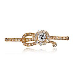 18K Yellow Gold 1 65ct Old European Cut G SI1 Old Mine Diamond Brooch - 4578893