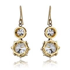 18K Yellow Gold 10 06cttw Old European Cut Diamond Drop Earrings - 4549412