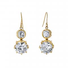 18K Yellow Gold 10 06cttw Old European Cut Diamond Drop Earrings - 4553384