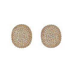18K Yellow Gold 17 Carats Large Bombe Diamond Cluster Oval Earrings - 4426320