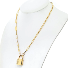 18K Yellow Gold 2 08cttw Diamond Padlock Pendant Necklace - 3747342