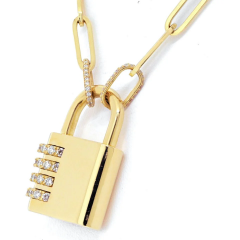 18K Yellow Gold 2 08cttw Diamond Padlock Pendant Necklace - 3747349