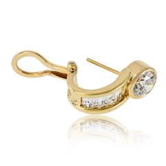 18K Yellow Gold 2 30cttw Round and Baguette Cut Diamond Earrings - 4549414