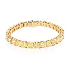 18K Yellow Gold 32 17cttw Radiant Cut Fancy Yellow GIA Certified Tennis Bracelet - 4642090