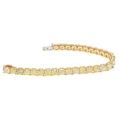18K Yellow Gold 32 17cttw Radiant Cut Fancy Yellow GIA Certified Tennis Bracelet - 4642091