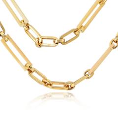 18K Yellow Gold 36 Inches Paper Clip Vintage Chain Necklace - 4612293