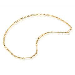 18K Yellow Gold 36 Inches Paper Clip Vintage Chain Necklace - 4612295