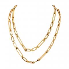 18K Yellow Gold 36 Inches Paper Clip Vintage Chain Necklace - 4614058