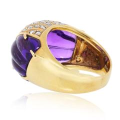 18K Yellow Gold Amethyst And Diamond Ring - 4442942