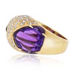 18K Yellow Gold Amethyst And Diamond Ring - 4442943