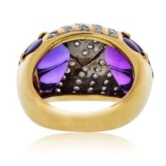 18K Yellow Gold Amethyst And Diamond Ring - 4442944
